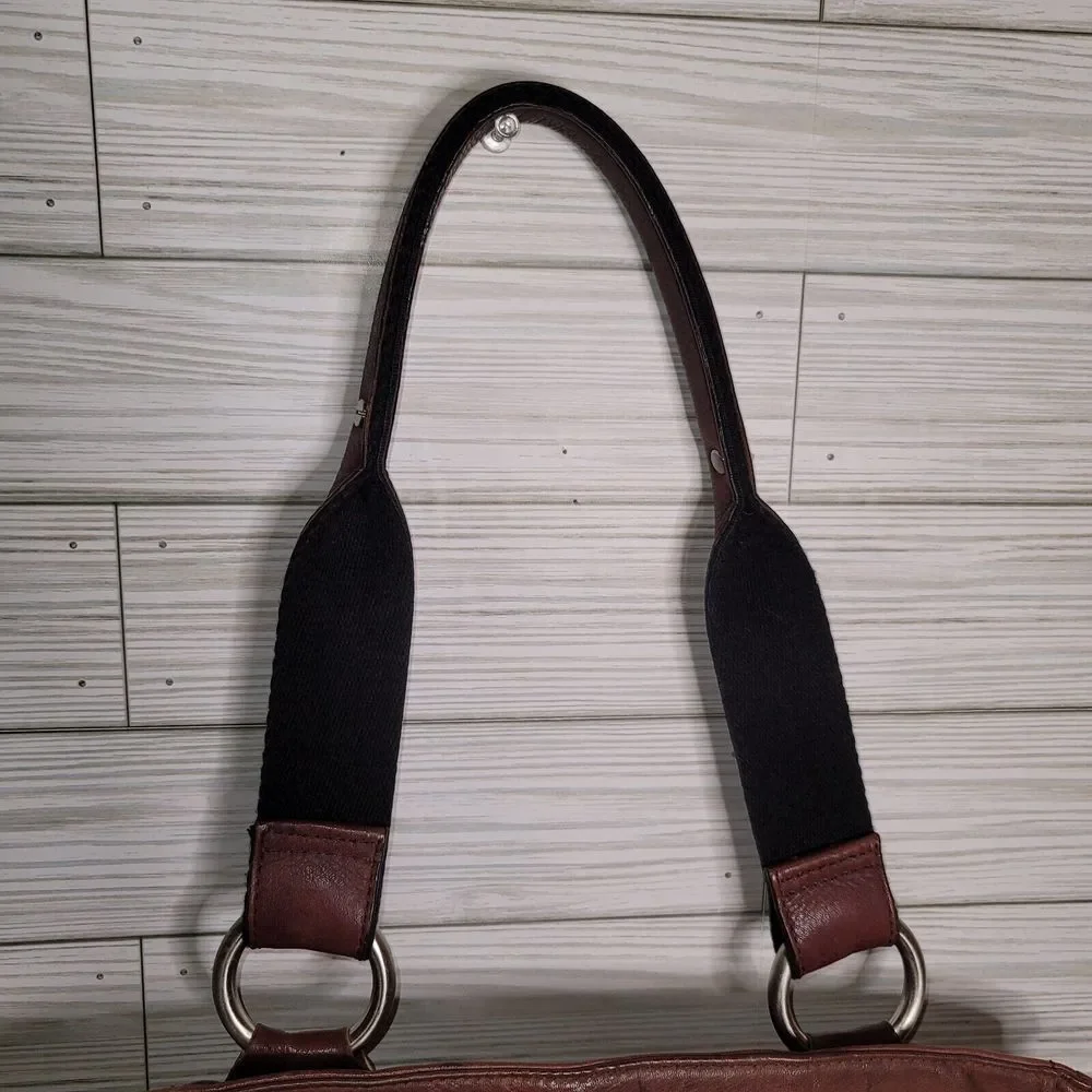 B Makowsky Leather Hobo Tote Large Brown‎ Shoulder Bag Purse Weekender